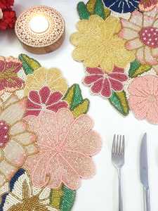 Decorative <b>Beaded</b> <b>Placemats</b> Handmade Intricate Embroidery Dining Table Mats for Luxury Home Hotel Restaurant and Party Use - Product Image 6