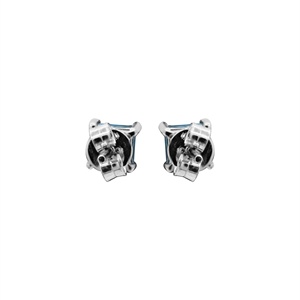 Boucles d'oreilles clous solitaires en argent sterling 925 massif avec topaze bleue naturelle taille carrée, bijoux fins pour femmes, vente en gros - Product Image 3