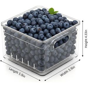 Contenitori Trasparenti in PET per Frutta con Scolapiatti, Scatole per Alimenti, Contenitori in Plastica per Biscotti con Organizer per Frigorifero (2 Pezzi) - Product Image 1