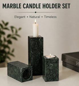 Ensemble de 3 porte-bougies en marbre vert naturel, élégants supports décoratifs pour bougies, décoration de la maison, centre de table, cadeau - Product Image 6