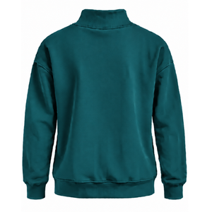 Sweat-shirt à col montant pour femme, vert sarcelle foncé, à manches longues, coupe oversize, en polaire, col haut, décontracté, streetwear, mode hiver - Product Image 2