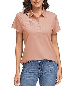 Polo de Golf de Manga Corta para Mujer, Corte Ajustado, 100% Algodón, Cuello en V, de Alta Calidad, con Logotipo Personalizado, Buen Precio - Product Image 3