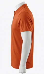 เสื้อโปโลผู้ชายสีส้ม แขนสั้น ปกพับได้ ทรงปกติ โพลีเอสเตอร์ 100% สีพื้น ทุกฤดูกาล - Product Image 3