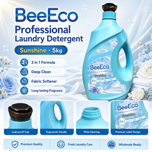 Détergent à lessive liquide professionnel BeeEco Sunshine 5 kg x 4, vente en gros, écologique, biodégradable, non parfumé, 30%-50% actif - Product Image 1