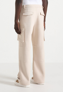 Pantalones Cargo de Lona de Algodón Beige para Hombre, Cintura Elástica, Múltiples Bolsillos, Estilo Casual, Corte Recto, Pantalones Deportivos, Estilo Primavera - Product Image 4