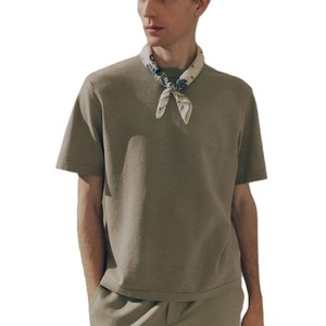 T-shirt basique pour homme, vert olive, manches courtes, coupe classique, 100% coton, col rond, couleur unie, jersey tricoté - Product Image 3