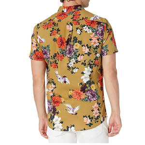 Chemise décontractée pour homme à manches courtes en polyester respirant, style hawaïen à imprimé floral, col rabattu, popeline, pour l'été - Product Image 2