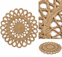 Natürlicher Jute-Teppich Handgeflochten Modernes Geometrisches Muster Waschbar Gummierte Rückseite Schlafzimmer-Bodenteppich