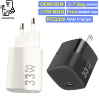 Chargeur rapide GaN 33W, prise US EU, type-C, port unique, certifié CE, matériau ignifuge pour PC, écologique, charge rapide, faible consommation d'énergie pour écouteurs