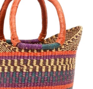 Stylish Patterned Seagrass Handbags <b>Woven</b> <b>Tote</b> <b>Bag</b> Luxury <b>Leather</b> Handles Designer Women Straw Hand <b>Bag</b> Summer Beach OEM ODM - Product Image 4