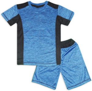 Ensemble T-shirt et short sport gris et noir pour homme, col rond, séchage rapide, tricoté en polyester et élasthanne, idéal pour l'été - Product Image 4