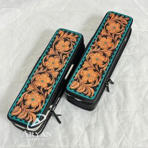 Nuevo Estuche de Piel de Vacuno Hecho a Mano para Rizador de Pelo, con Diseño Floral Occidental, Organizador de Herramientas para el Cabello con Cierres de Cremallera - Product Image 1