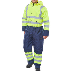 Combinaison de travail unisexe haute visibilité, réfléchissante, ignifuge, anti-UV, avec capuche, veste et pantalon, jaune marine - Product Image 2