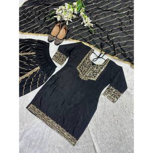 Conjunto de Fiesta para Mujer de Diseñador, Top Elegante, Dhoti, Salwar, Dupatta - Product Image 4