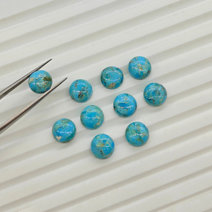 Vente en gros de bijoux en turquoise naturelle de Kingman, cabochons ronds de 8 mm, pierres précieuses calibrées, pour la création de bijoux et accessoires DIY - Product Image 1