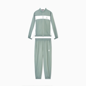 Light Green With <b>White</b> <b>Panel</b> Cotton Fleece Solid Tracksuit for Men - Product Image 5