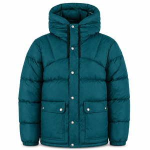 Blouson matelassé coupe-vent à capuche avec appliqué personnalisé, en nylon premium, chaud et rembourré, avec poches à rabat sur le devant, mode hiver - Product Image 1
