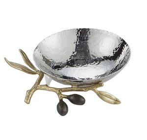 Aluminum Serving <b>Bowl</b> with stand for dinnerware <b>silver</b> color modern design aluminum serving <b>bowl</b> with stand - Product Image 1