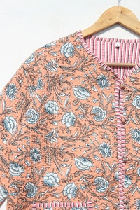 Veste Kimono Courte pour Femme, Manteau Matelassé en Tissu Imprimé Main Indienne, Broderie Longue, Respirante, Nouveau Style - Product Image 5