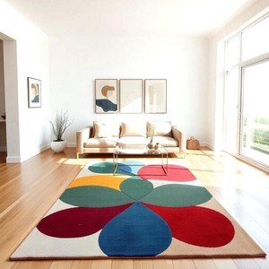 Tapis en laine artisanal multicolore à motifs floraux abstraits, tapis moderne tufté à la main pour salon, chambre à coucher, décoration intérieure, vente en gros - Product Image 1