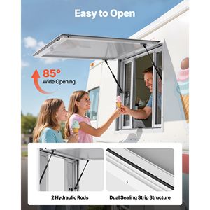 Finestra di Servizio in Lega di Alluminio 36x36 Pollici per Food Truck, Angolo di 85 Gradi, con 4 Pannelli Scorrevoli - Product Image 4