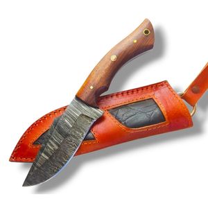 Cuchillos de Caza para Exteriores con Hoja Curva de Acero de Damasco y Diseño Artístico en el Mango, para Camping, Bushcraft y Coleccionistas - Product Image 1