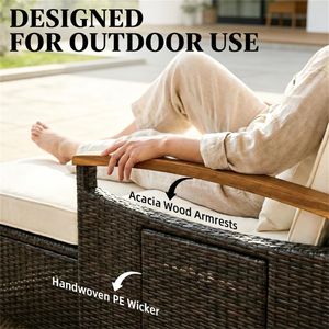 Beige Outdoor <b>Sofa</b> <b>Bed</b> Terrace and Patio Lounge Chair Practical <b>Storage</b> Solution - Product Image 3
