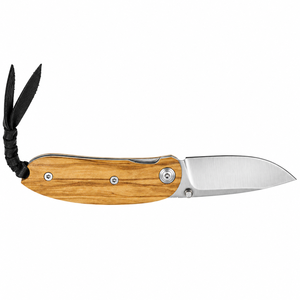 Cuchillos Plegables con Mango de Madera Marrón Claro Natural, Hoja Plateada, Funda de Cuero Negra y Cordón para Uso Diario al Aire Libre - Product Image 4