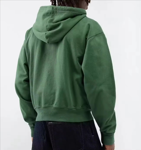 Sudadera con capucha de forro polar de alta calidad para hombre, invierno 2025, doble capa, lavado ácido, efecto desgastado, sin cordón, media cremallera, 100% algodón, 300g - Product Image 5