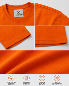 T-shirt à manches courtes pour homme HASHBLOOM, orange, col rond, style décontracté, uni, vintage, respirant, séchage rapide, jersey 100% coton - Product Image 5