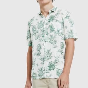 Wholesale New <b>Men's</b> Custom Logo Breathable Fashion <b>Short</b>-<b>Sleeved</b> Hawaiian Casual Summer <b>Shirt</b> Plus Size Printed Floral - Product Image 1