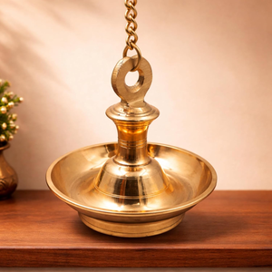 Portavelas de Metal con Acabado Dorado, Lámpara de Aceite Colgante con Cadena para Decoración del Hogar, Bodas y Diwali - Product Image 6
