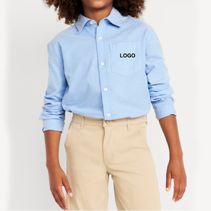 เสื้อนักเรียนแขนยาวสีฟ้าอ่อนแบบยูนิเซ็กซ์ พร้อมโลโก้สั่งทำ - Product Image 1