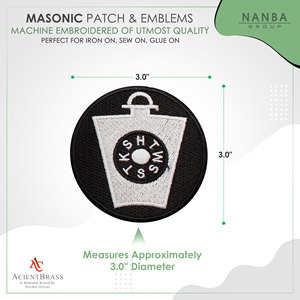 Écusson brodé présentant un motif de clé maçonnique avec l'inscription « HTWSSTKS » - Product Image 3