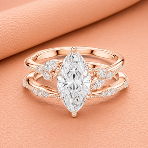 Elegante Anillo de Compromiso con Diamante Cultivado en Laboratorio, Corte Marquesa, para Mujer, Oro Amarillo, Blanco y Rosa, Oro Sólido de 14K, Chapado en Rodio, para Novia - Product Image 3