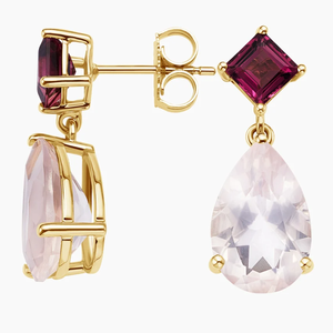 Pendientes de Oro de 18K para Mujer con Turmalina Rosa y Cuarzo Rosa en Corte Pera, Estilo Clásico, Joyería para Boda - Product Image 5