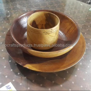 Best Selling Unbreakable Sustainable New Designs Service Dinner Plates <b>Black</b> Walnut Wooden <b>Cords</b> - Product Image 5