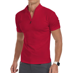 Camiseta de Verano para Hombre, Personalizada, Más Vendida, con Cierre de Cremallera, Manga Corta, Diseño Sólido, Tejido de Algodón Transpirable - Product Image 1