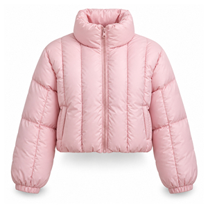 Women's Pink Cropped Puffer Jacket Winter Warm High Collar Quilted <b>Bubble</b> <b>Coat</b> Custom LogoShort Loose Fit Windproof Solid <b>Coat</b> - Product Image 2