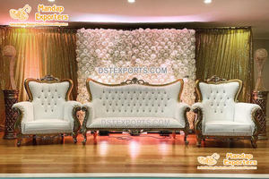 ชุดโซฟาเวทีแต่งงานแบบเอเชียสุดหรู,ชุดโซฟาเวทีมุสลิม Walima สำหรับตกแต่งงานแต่งงานเจ้าสาวสีขาวทองชุดเก้าอี้โซฟา - Product Image 6