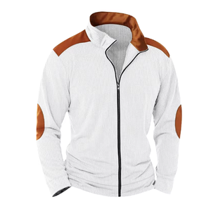 Men's Retro Stand Collar Zip Jacket Custom Embroidered Color Block Windbreaker Casual Autumn Winter Wholesale OEM - Product Image 6