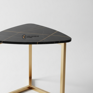 Modern Rectangular Grey Marble <b>Stool</b> with Black Metal X-Frame Base – Industrial Accent Side Table <b>for</b> Office & Living Room - Product Image 2