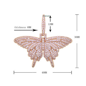 Colgante de Mariposa con Cristal de Laboratorio y Diamantes de Imitación, Plata 925, Chapado en Oro Rosa, Amuleto de Lujo Unisex para Uso Diario - Product Image 6