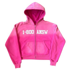 Acid Washed <b>Zip</b> <b>Up</b> <b>Hoodie</b> with Applique Embroidery Heavyweight Cotton Vintage Streetwear Custom Logo Oversized Unisex - Product Image 5