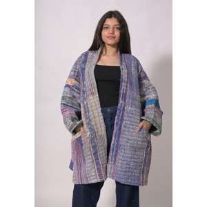 เสื้อแจ็คเก็ตวาร์ซิตี้ผ้าฝ้ายอินเดีย ฟรีไซส์ ทำมือ ลายดอกไม้  รักษ์โลก ระบายอากาศได้ดี เสื้อคลุมผู้หญิงสำหรับฤดูหนาว สไตล์โบโฮ ตกแต่งด้วยผ้าปะติด - Product Image 1