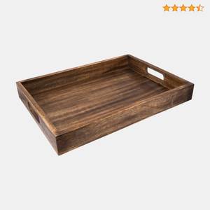 Plateau de service en bois au design classique, surface lisse et polie, idéal pour servir des aliments, des boissons, des collations, dans la cuisine ou à la salle à manger. - Product Image 6