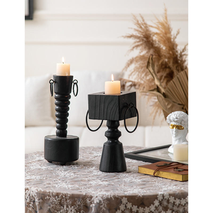 Ensemble de porte-bougies en bois vintage classique, porte-bougies en forme de cœur, écologiques, polis, décoration d'intérieur, Saint-Valentin MULTI - Product Image 4