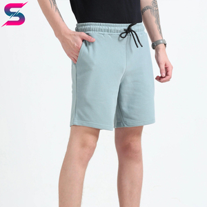 Pantalones Cortos Deportivos para Hombre, Cómodos, OEM ODM, Color Azul Menta Liso, Transpirables, con Logotipo Personalizado, Tela Suave al Tacto, 100% Algodón - Product Image 5