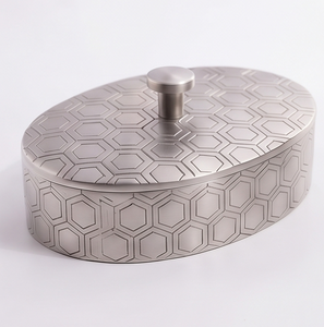 Elegant Silver <b>Honeycomb</b> Metal Date And Dry Fruit Storage Box Covered Tabletop Organizer - Product Image 3