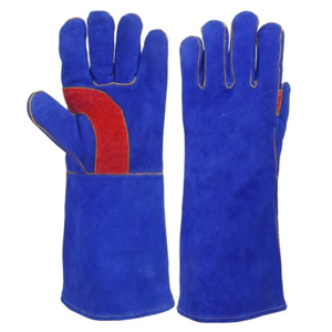Guantes de Seguridad Reforzados de Piel de Vacuno, Certificación CE, 11 oz, 40 cm, Antideslizantes, Antiestáticos, Transpirables, con Puño Industrial Resistente al Fuego - Product Image 6